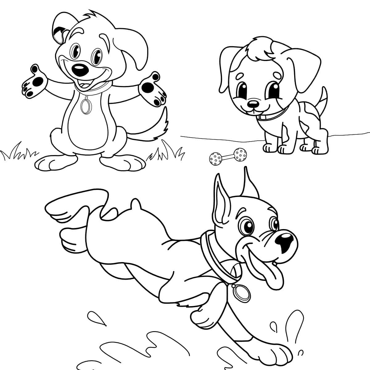 Engaging Cute Puppy Coloring Pages To Print featuring playful puppies in various poses