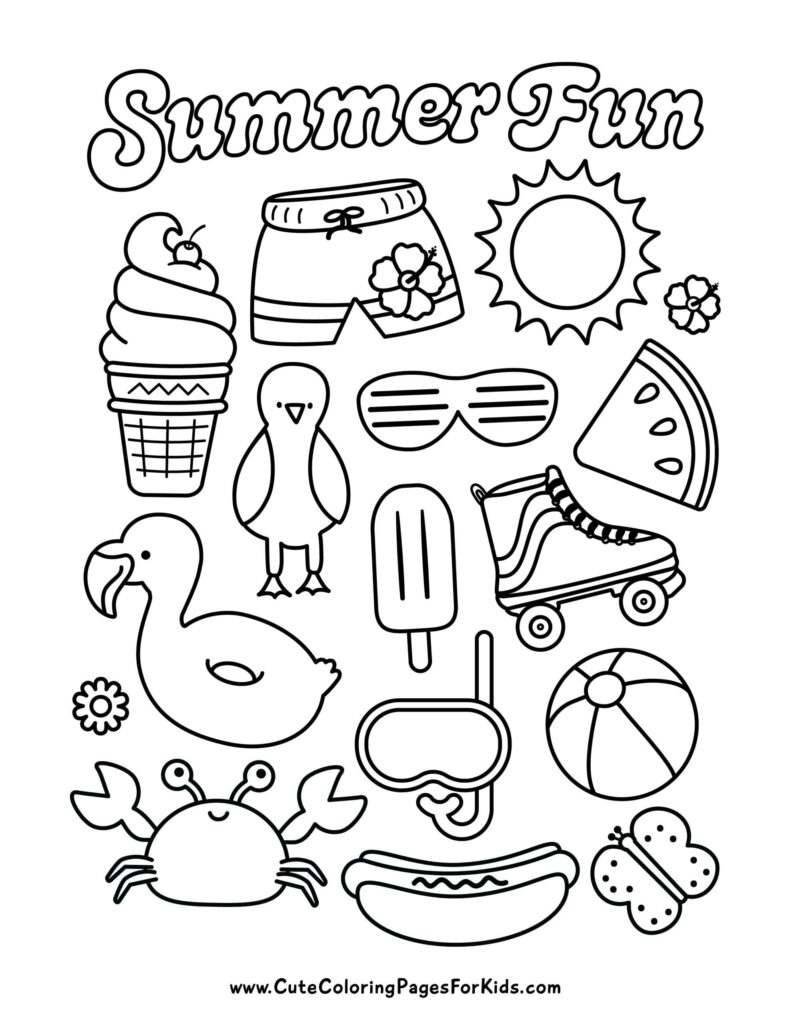 Cute Summer Coloring Pages For Kids