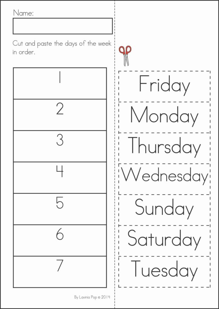 Days Of The Week Worksheets Kindergarten Days Of The Week Worksheets Kindergarten