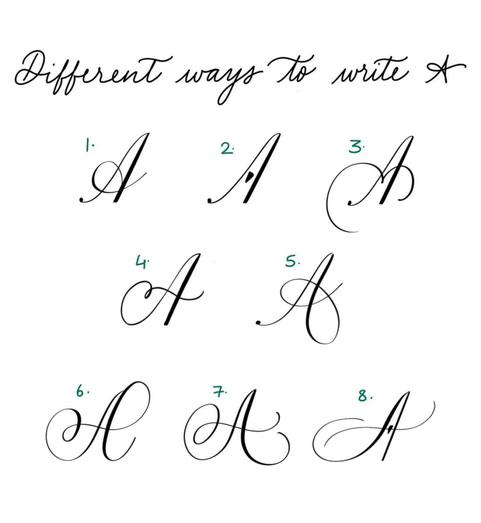 Different Ways To Write The Letter A showcased in various styles and designs