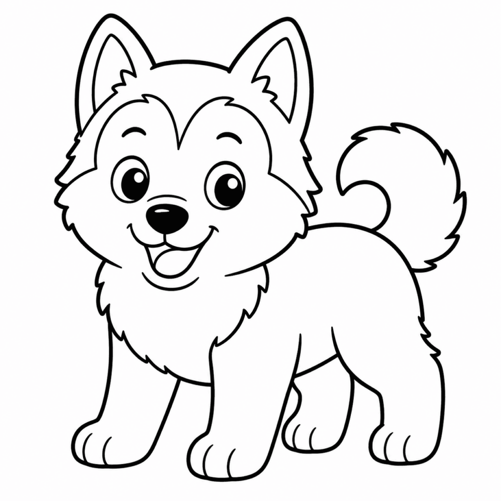 Cute Dog Page A cute cartoon dog with a happy expression, ready to be colored