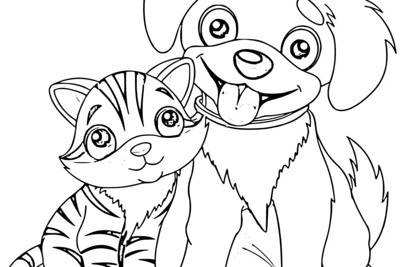 Dog And Cat Coloring Pages Printable