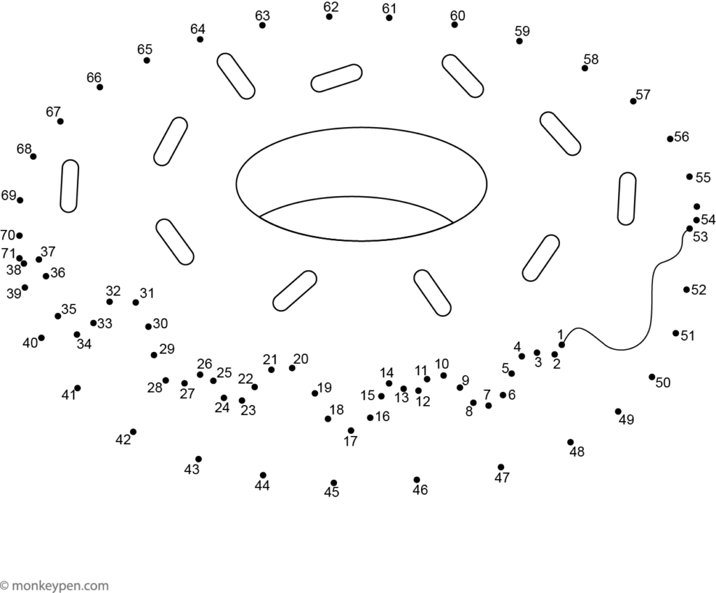Donut Dot To Dot Printable Worksheet Printable donut dot-to-dot activity with numbered dots for connecting