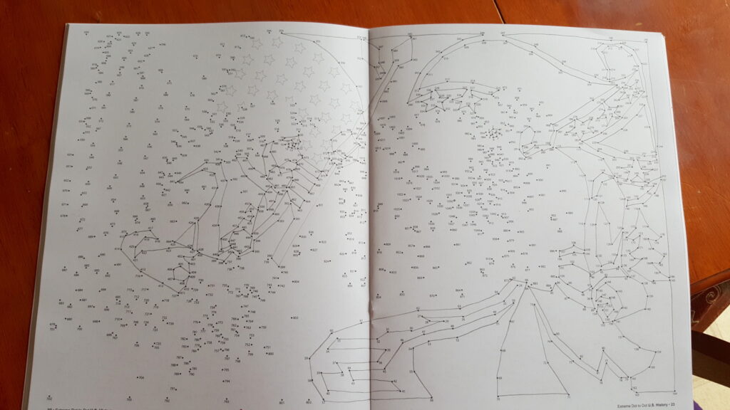 Printable dot to dot worksheet featuring a starry night scene with numerous dots to connect