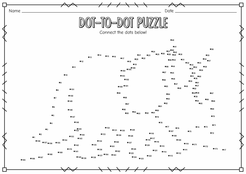 Challenging dot-to-dot puzzle for kids labeled as Dot To Dot Free Printables Hard