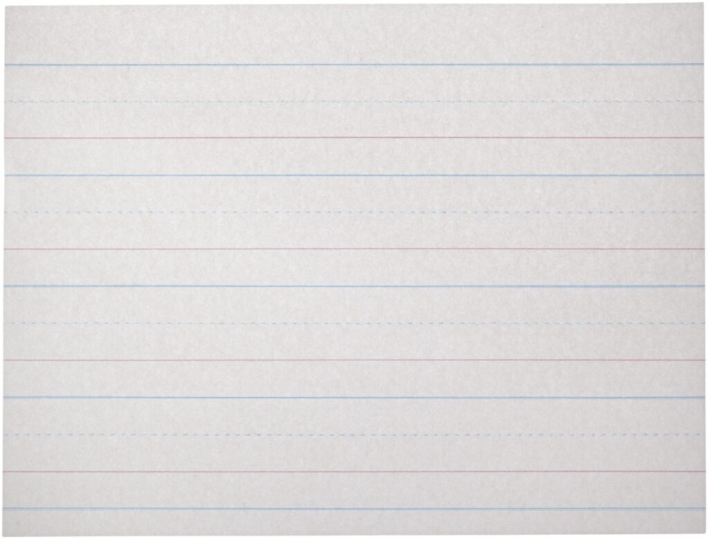 Free printable dotted lined paper for handwriting practice with blue and red lines