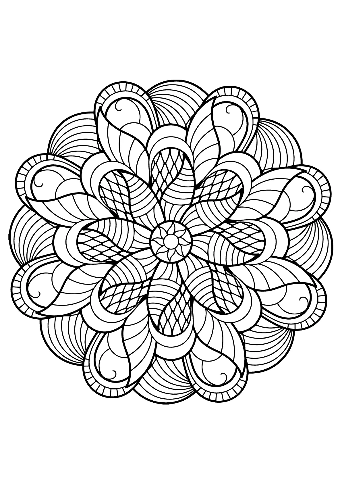 Intricate mandala design for Downloadable Coloring Books For Adults, perfect for relaxation