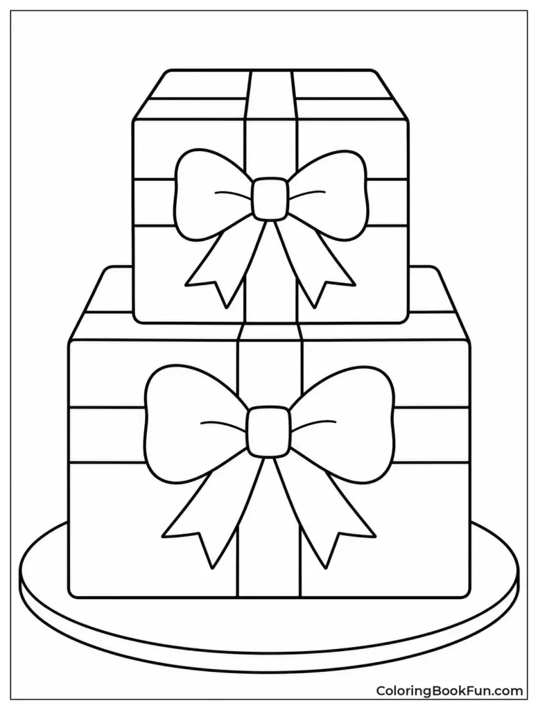 Easy Christmas Present Coloring Pages – Fun Holiday Designs Two beautifully wrapped presents with bows for Easy Christmas Present Coloring Pages