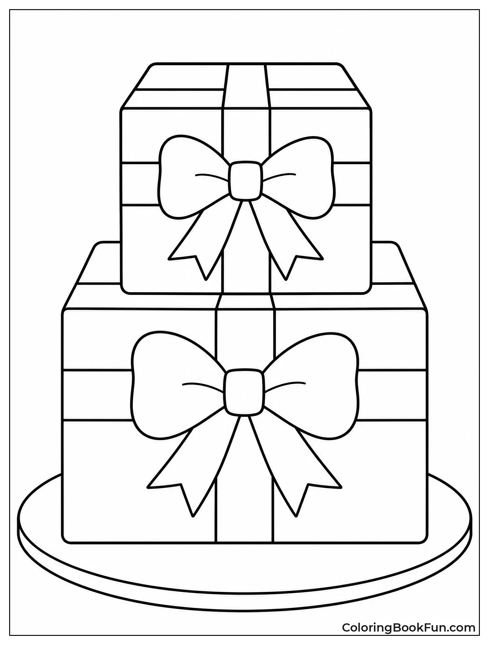Two beautifully wrapped presents with bows for Easy Christmas Present Coloring Pages