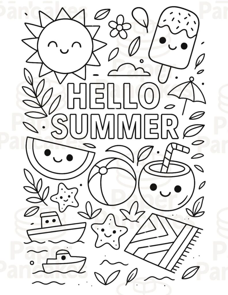 Easy Cute Summer Coloring Pages - Cute Summer Coloring Pages For Kids [2025]