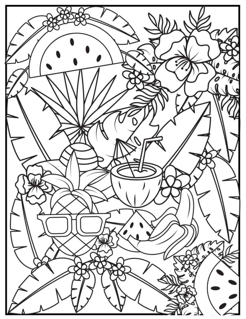 Easy Summer Coloring Pages For Adults