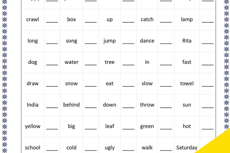 English Worksheet For Grade 1