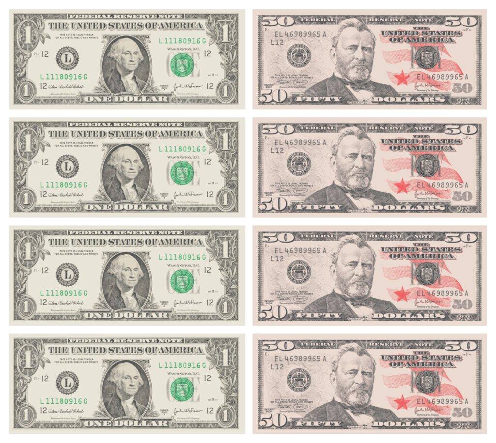 Fake 1 Dollar Bill Printable - Fake Play Money - 10 Free PDF Printables | Printablee