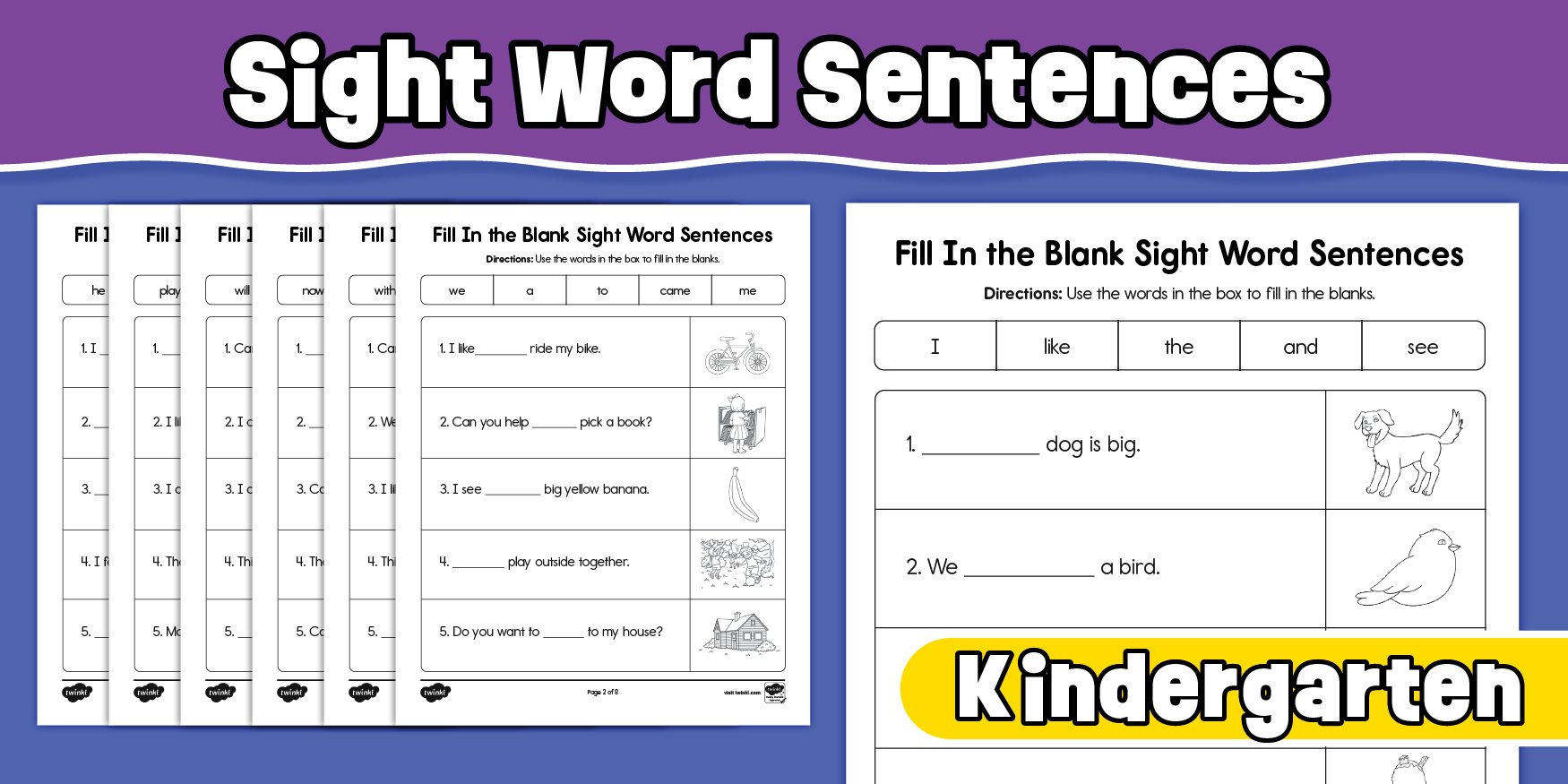 Engaging Fill In The Blank Worksheets For Kindergarten featuring sight word sentences for young learners