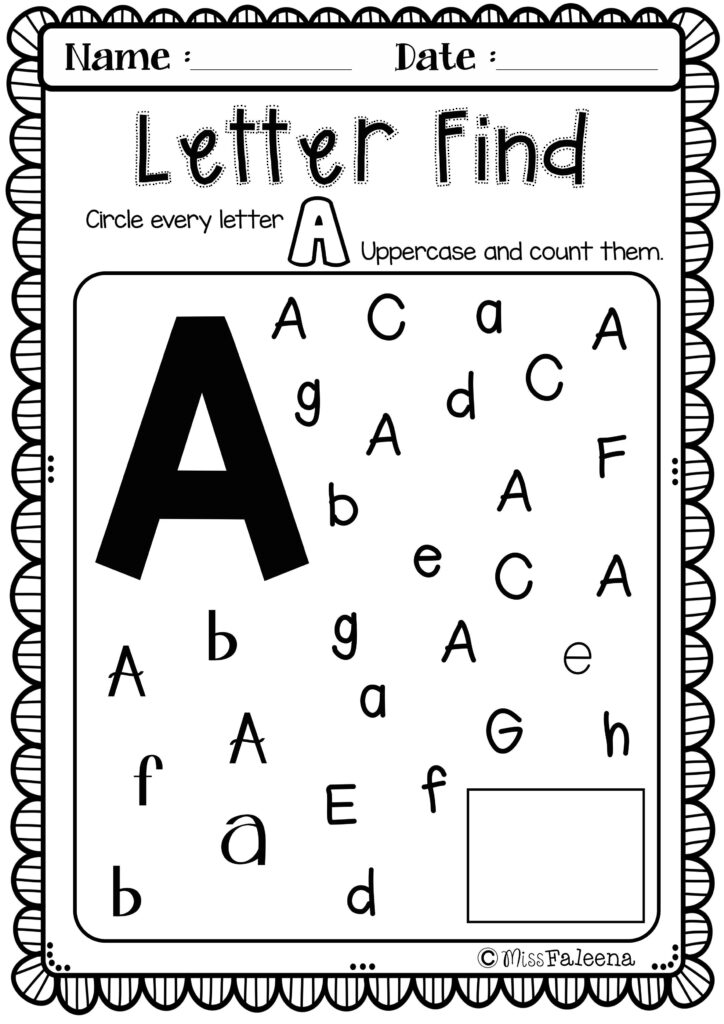Find The Letter A Worksheet