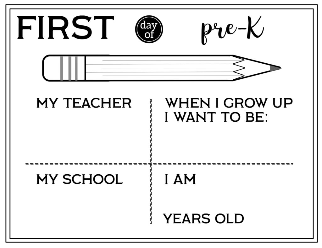 First Day Of Preschool Printables – All About Me Sign Free printable First Day Of Preschool Printables all about me sign for kids to fill out