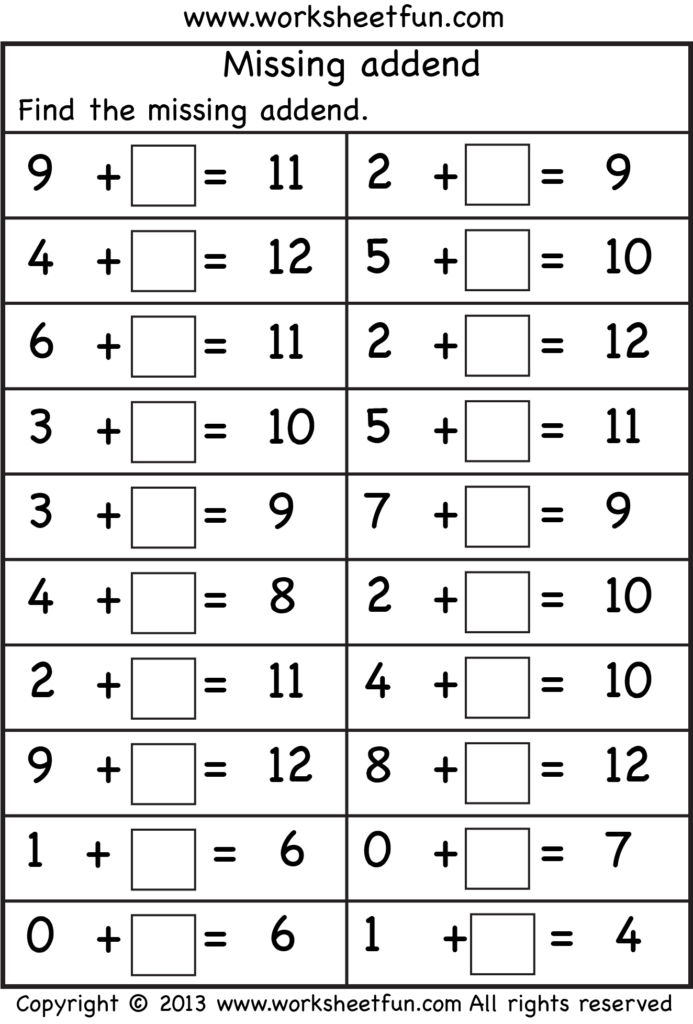 First Grade Math Worksheets Printable