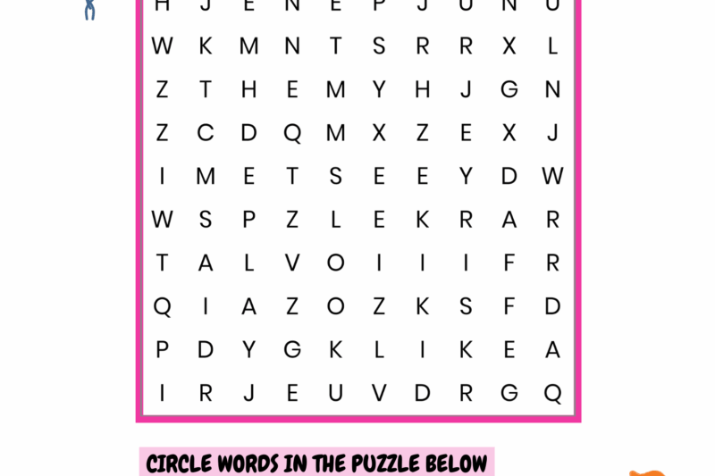 First Grade Word Search Free Printable