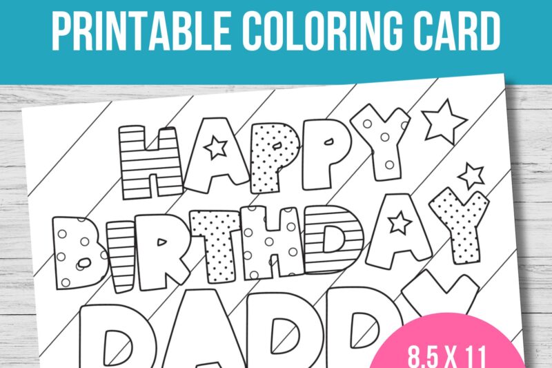 Foldable Printable Birthday Cards To Color For Dad