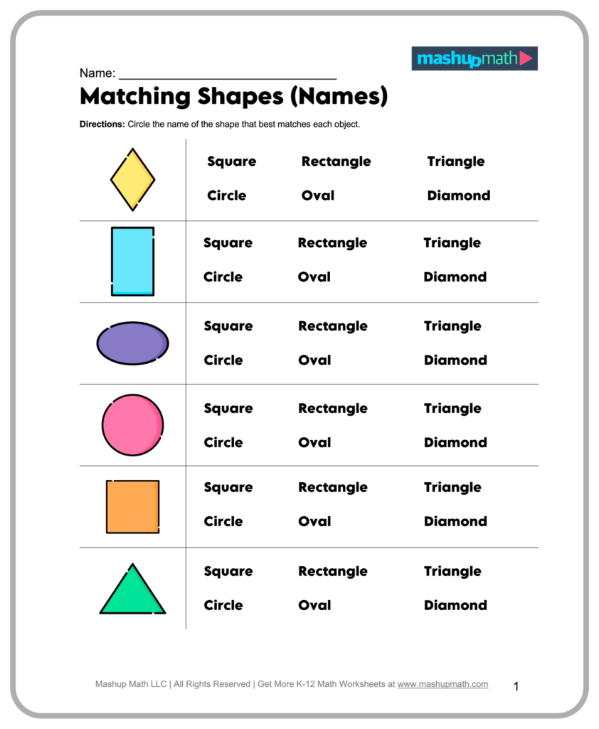 Free 2nd Grade Math Worksheets Printable – Matching Shapes Free 2nd Grade Math Worksheets Printable featuring a matching shapes activity for students