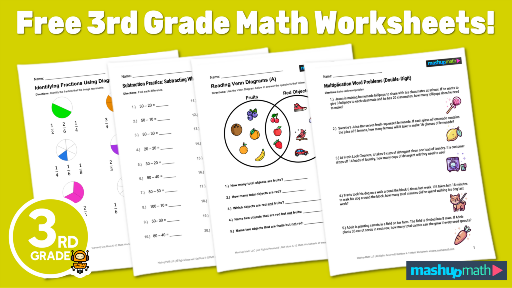 Free 3rd Grade Math Worksheets—Printable w/ Answers — Mashup Math ...