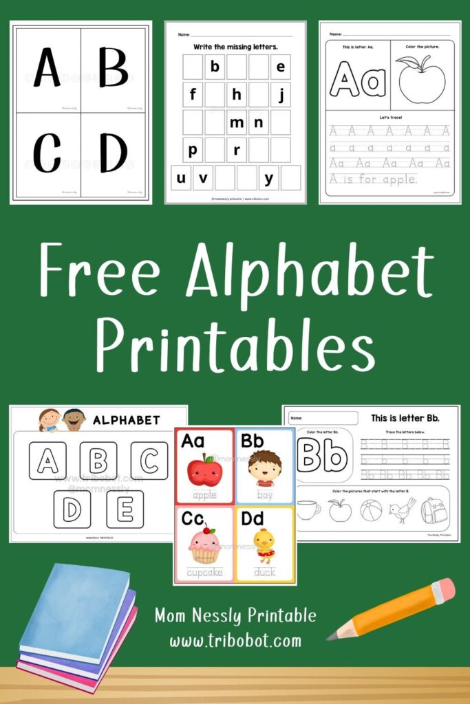 Free Alphabet Printables – Tribobot x Mom Nessly | Alphabet worksheets … Free Alphabet Printables - Tribobot x Mom Nessly | Alphabet worksheets ...