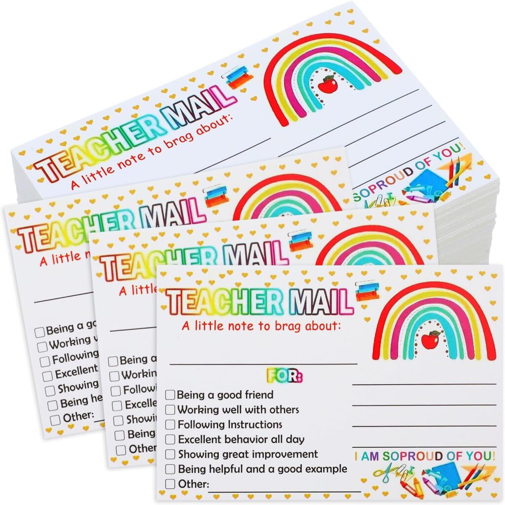 Free Classroom Supplies For Teachers By Mail - Nogeqi 100 Pcs Rainbow Teacher Mail,Teacher Notes to Incentives for ...