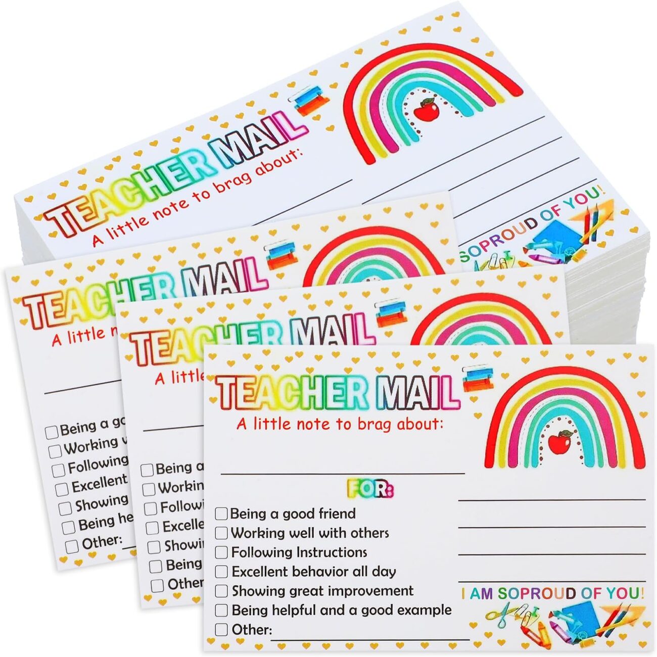 Free Classroom Supplies For Teachers By Mail - Nogeqi 100 Pcs Rainbow Teacher Mail,Teacher Notes to Incentives for ...