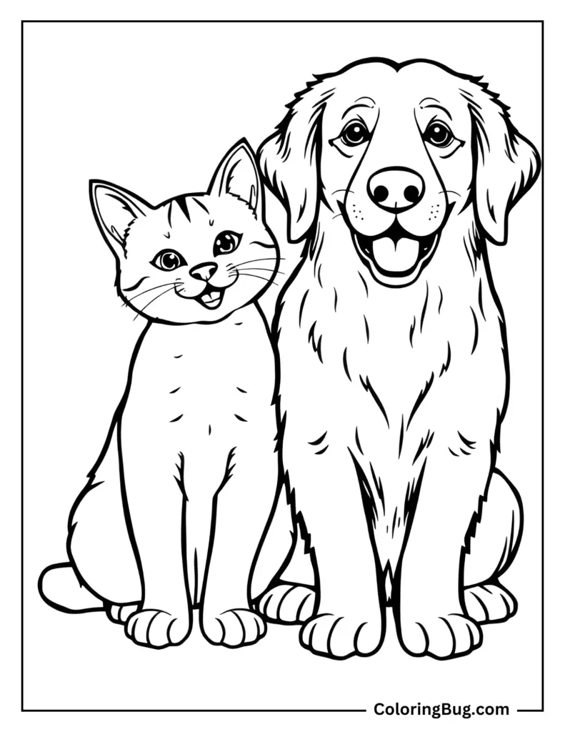 Free Coloring Pages Of Dogs And Cats - Cat And Dog Colouring Page