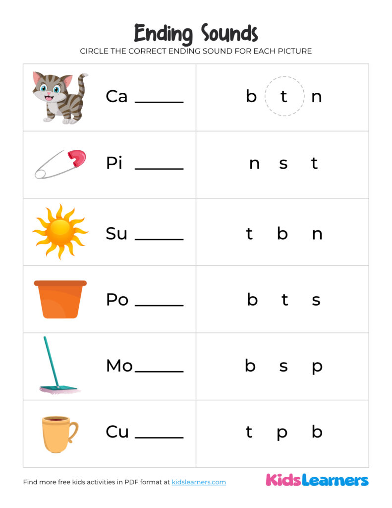 Free Ending Sounds Worksheets Free Ending Sounds Worksheets