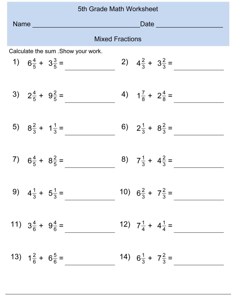 Free Fifth Grade Math Worksheets - Free Printable 5th Grade Math Worksheets