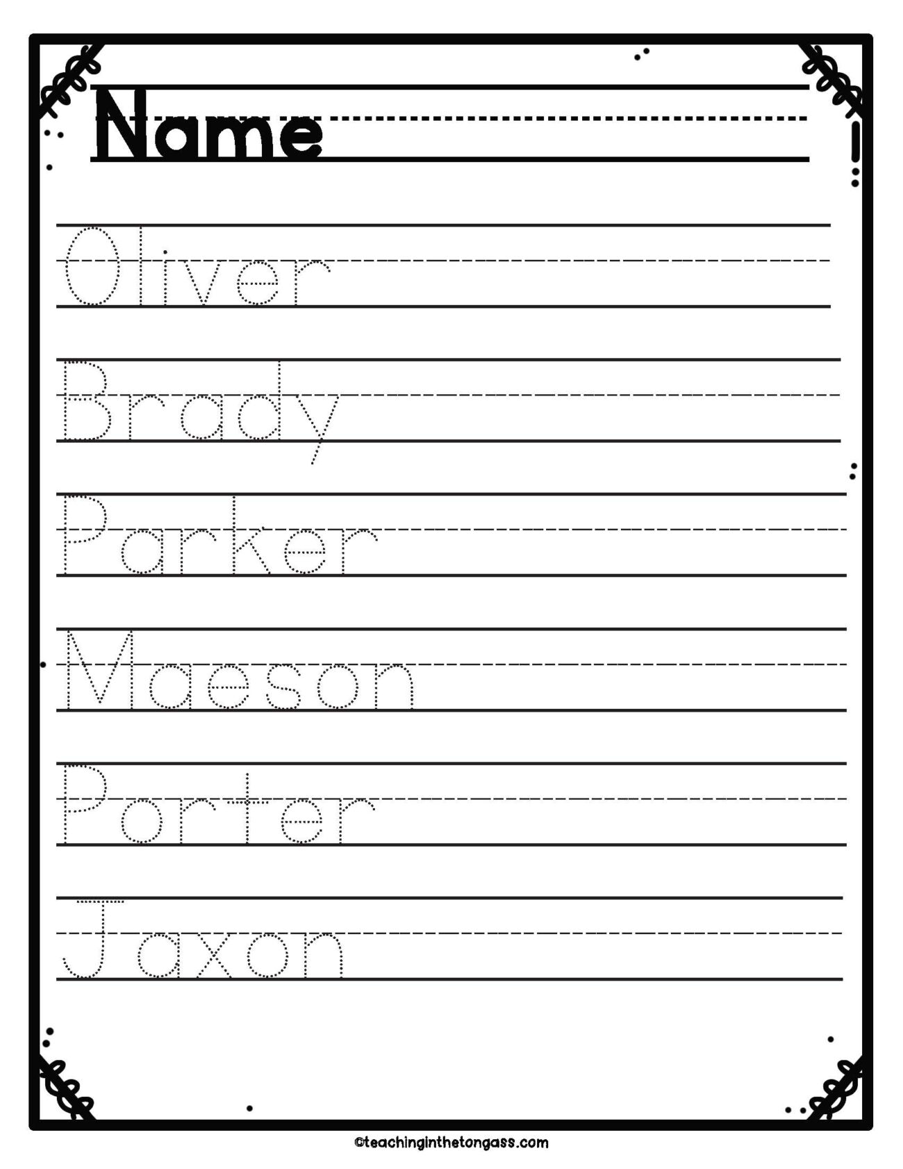 Free Handwriting Name Practice Sheets - Free Printable Name Writing Practice Sheets Editable Template - All For One
