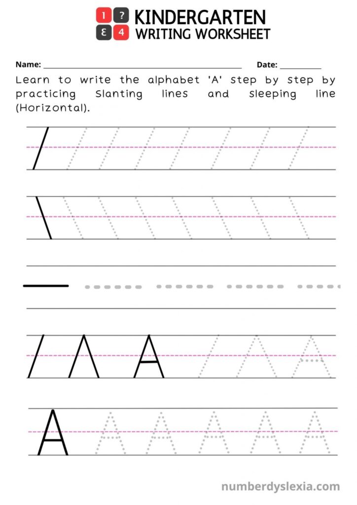 Free Handwriting Templates For Kindergarten - Free Printable Kindergarten Writing Worksheets [PDF] - Number Dyslexia