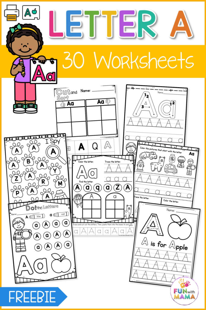 Free Letter A Worksheets For Preschool + Kindergarten - Fun with Mama