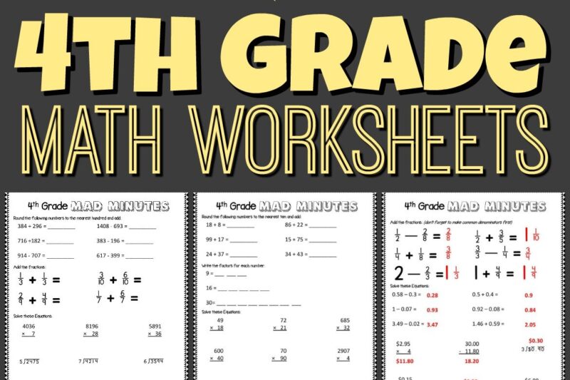 Free Math Worksheets 4th Grade