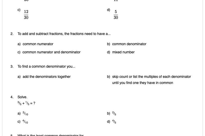 Free Math Worksheets 5th Grade