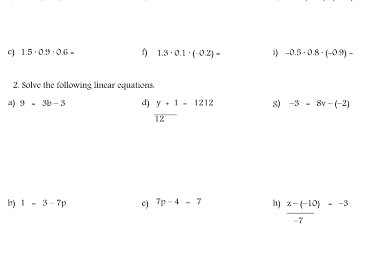 Free Math Worksheets For 7th Grade