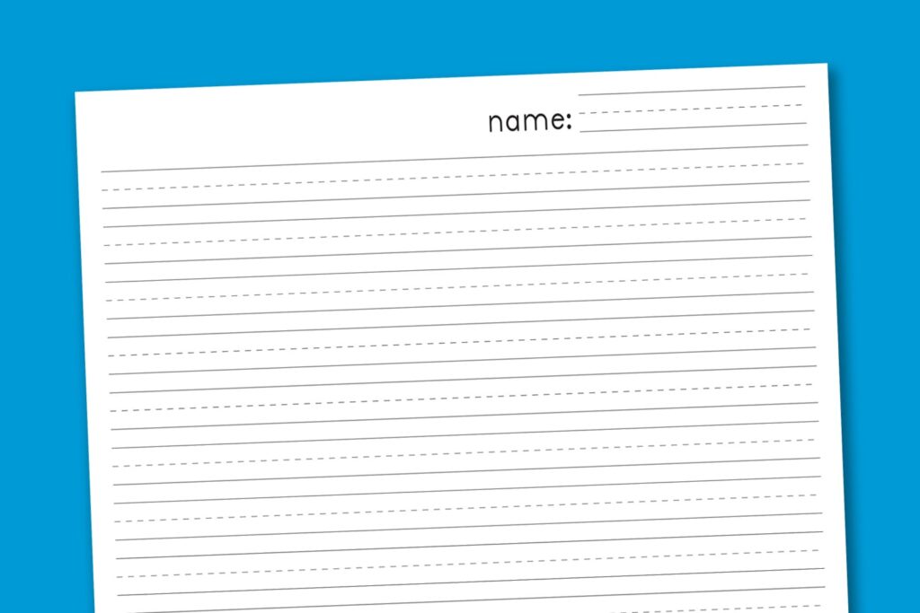 Free Primary Handwriting Paper for Kids Printable primary handwriting paper with space for name and lines for writing