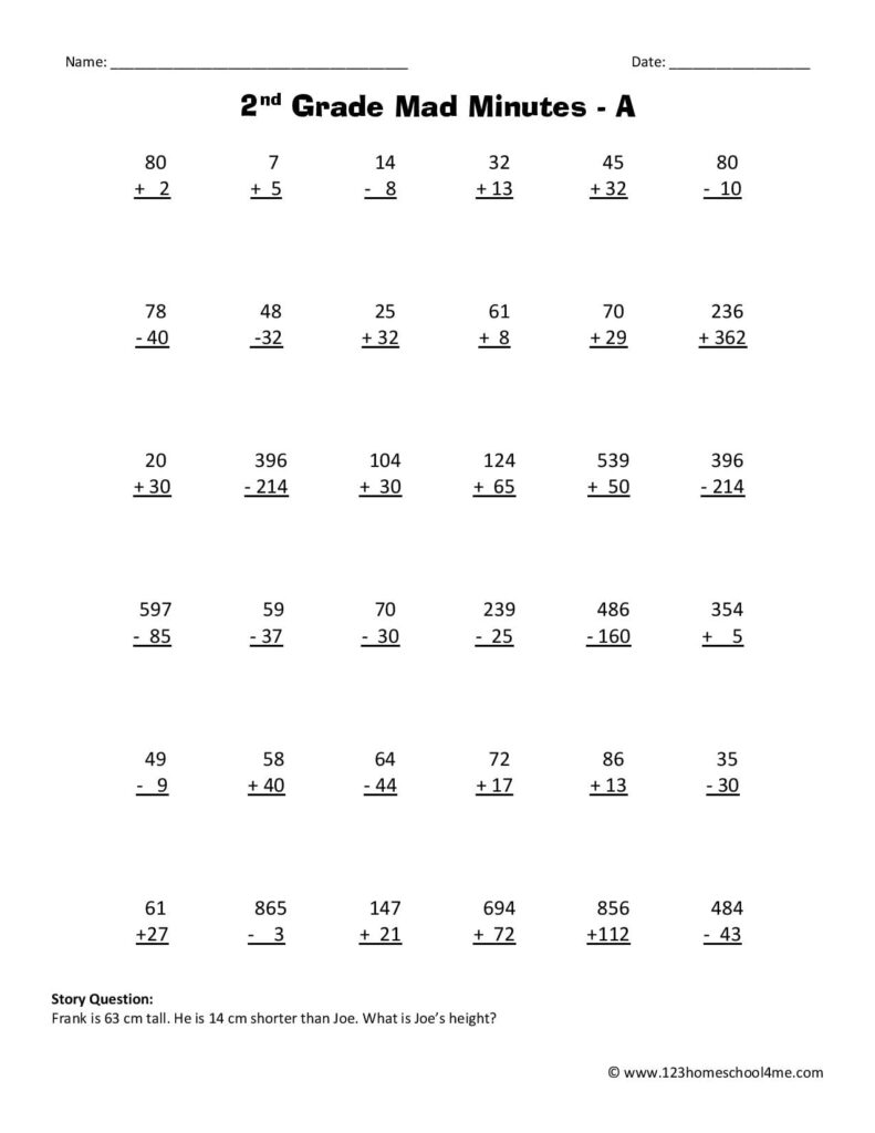 Free Printable 2nd Grade Math Worksheets - King Printables