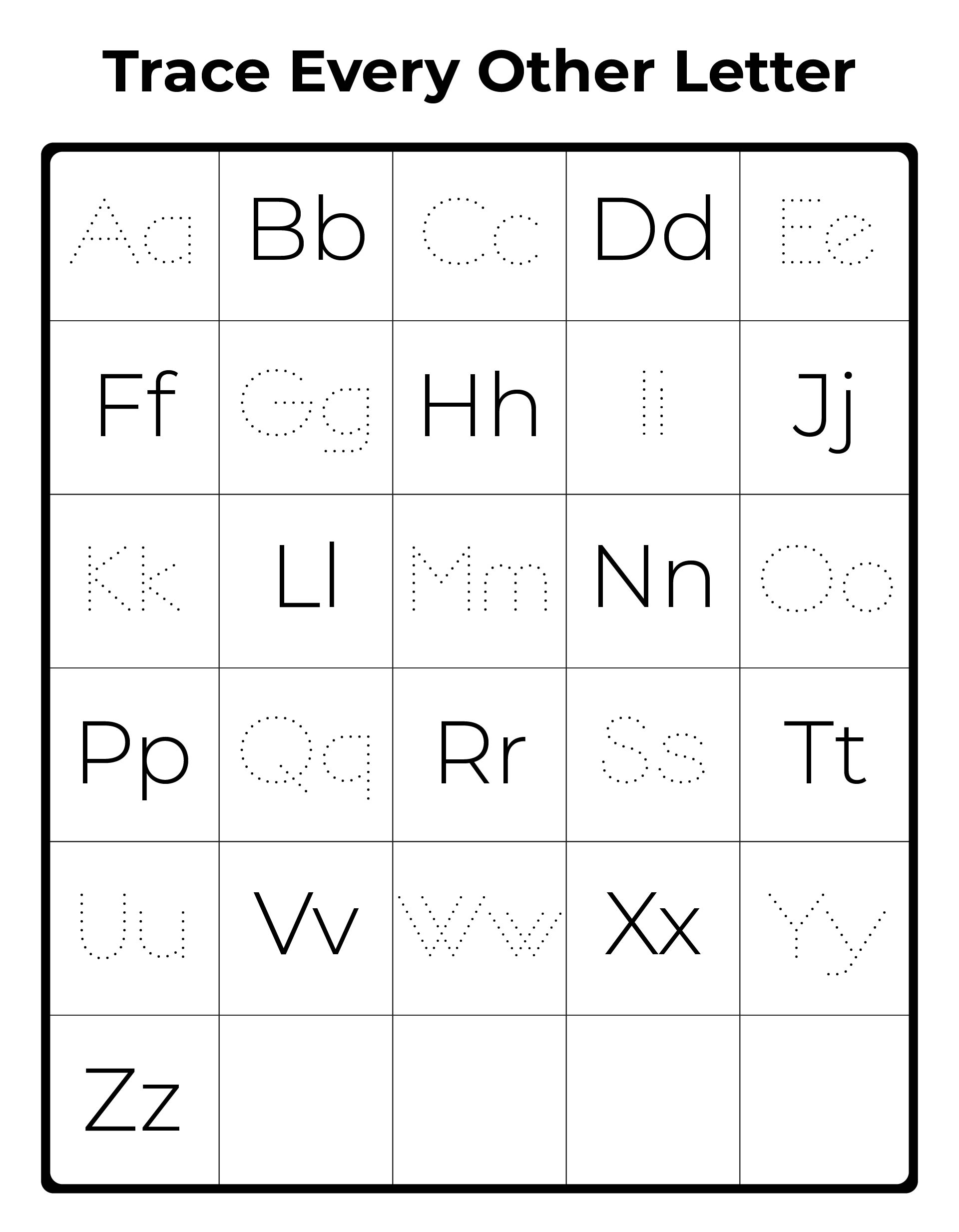 Free Printable Alphabet Letters Upper And Lower Case tracing worksheet with dotted letters