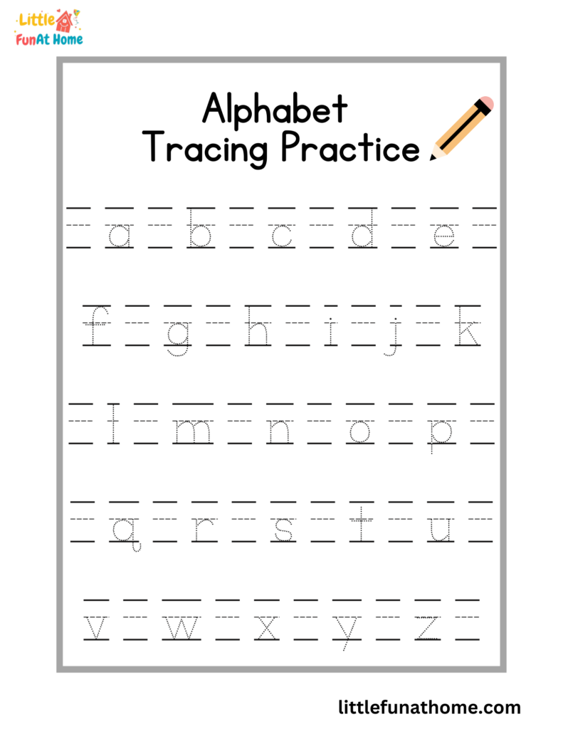 Free Printable Alphabet Tracing Worksheets A to Z Free printable alphabet tracing worksheets featuring letters A to Z with dotted lines for tracing