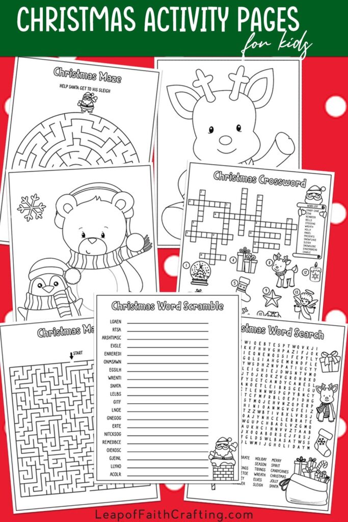 Free Printable Christmas Activity Pages - FREE Christmas Worksheets: Coloring Sheets, Word Search & More!! - Leap ...