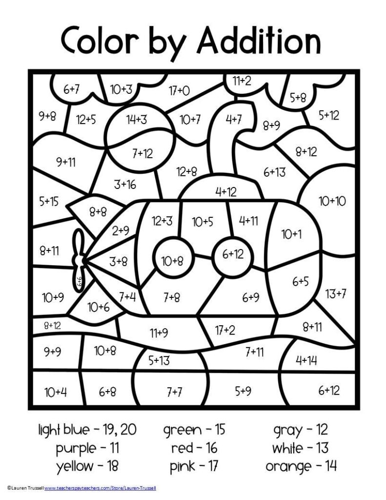 Free Printable Color By Number For First Grade