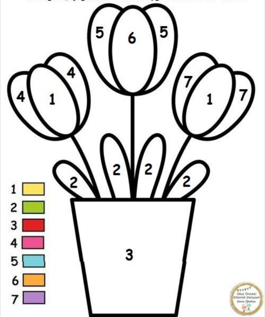 Free printable color by number worksheets for kindergarten – Artofit