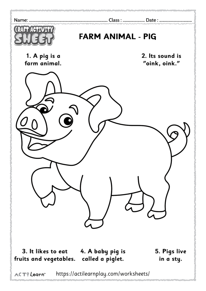 Free Printable Color Pages Animals – Farm Animal Pig Coloring Page Free Printable Color Pages Animals featuring a cheerful pig ready to be colored