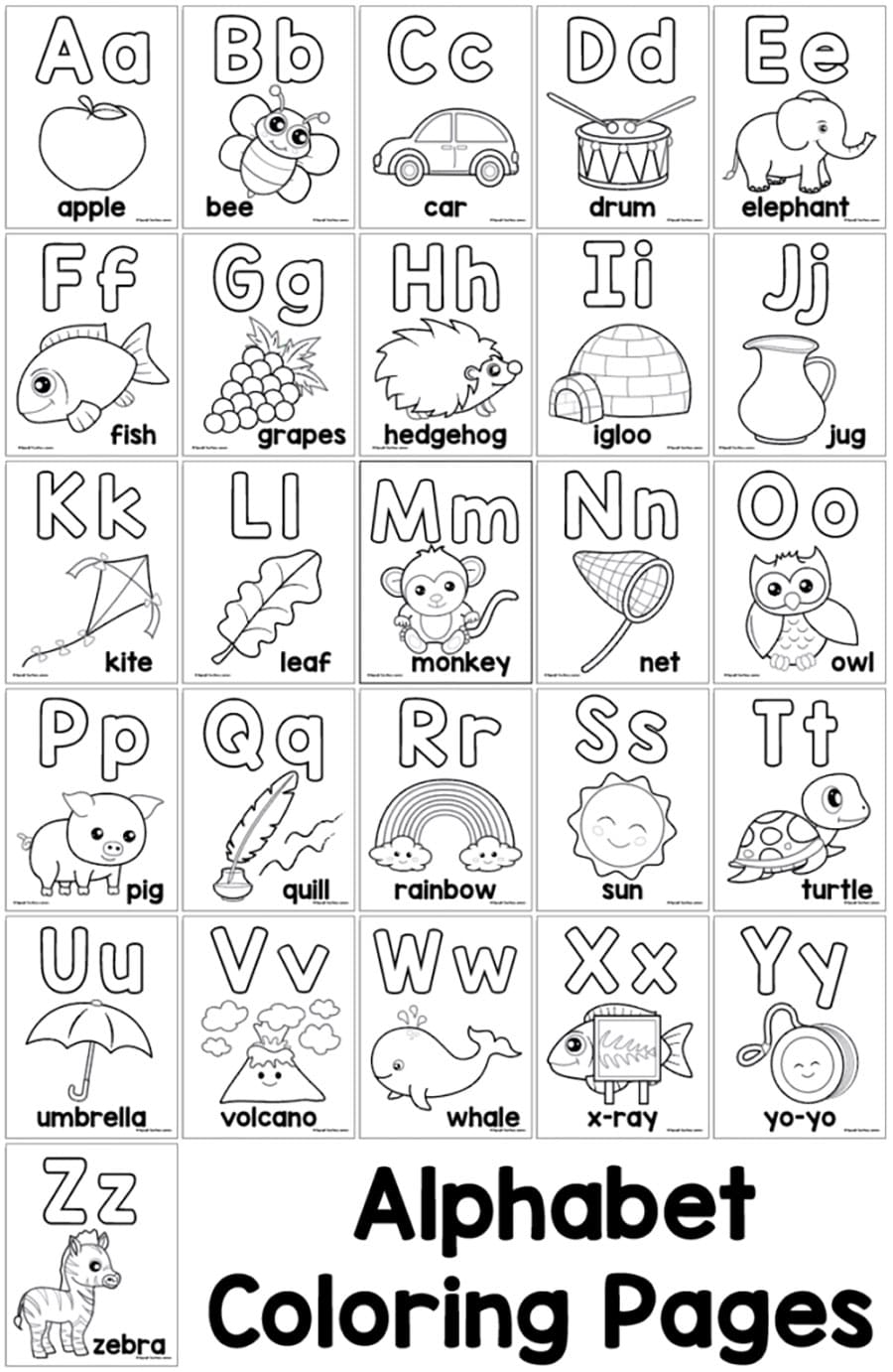 Free Printable Coloring Alphabet Letters - Alphabet & Letter coloring pages - ColoringLib