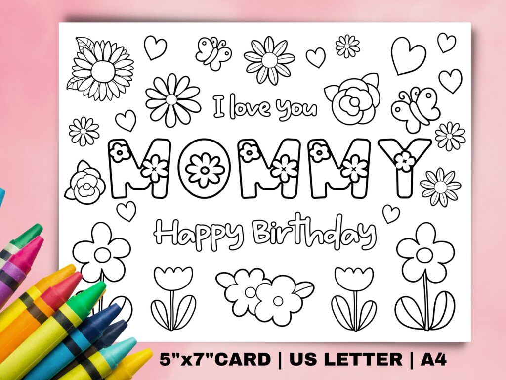 Free printable coloring happy birthday mom cards, Download Free ...