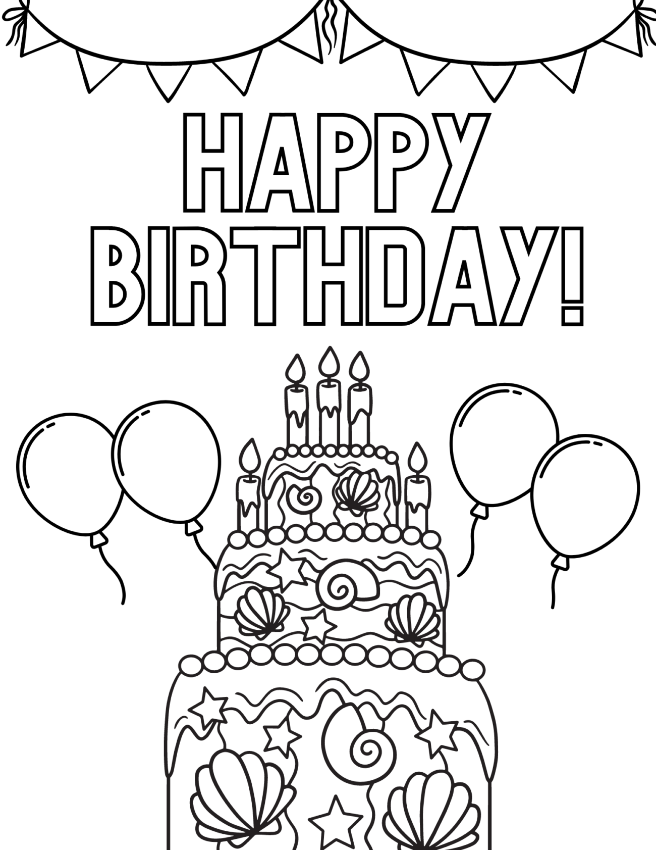 Free Printable Coloring Pages For Birthdays - Happy Birthday Coloring Page