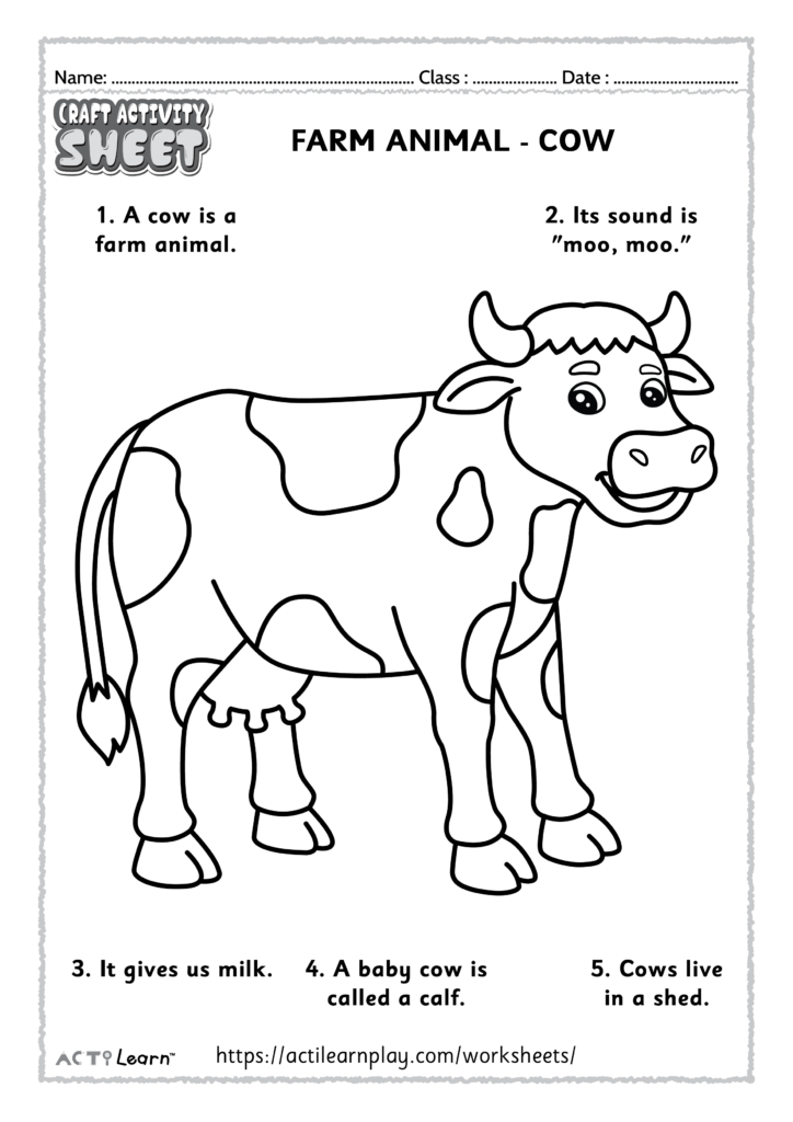 Free Printable Coloring Pages Of Farm Animals – Cow Coloring Page Free Printable Coloring Pages Of Farm Animals featuring a cow with fun facts for kids
