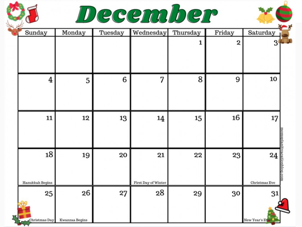 Free Printable December Calendar Printable - Free Printable December Calendar | FREE Printable HQ